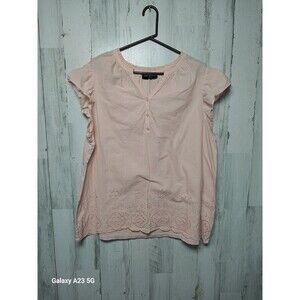 Lane Bryant Pink Eyelet Detail Short Sleeve Top 18/20